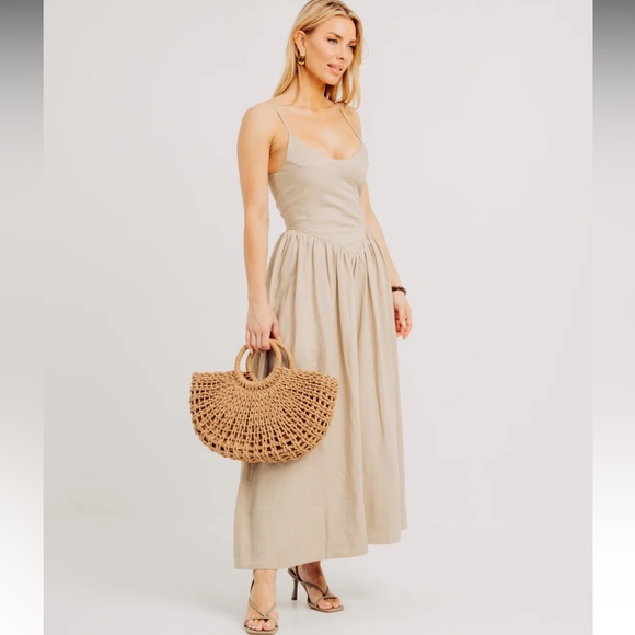 Torn by Ronny Kobo Dresses & Skirts - Torn by Ronny Kobo Beige The Camila Dress Midi Dress Medium